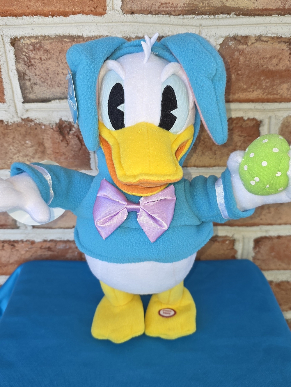 Hallmark Blue Plush Duck Hooded One-Piece with Pink Bow